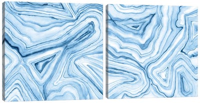 Indigo Agate Abstract Diptych Canvas Art Print - Megan Meagher