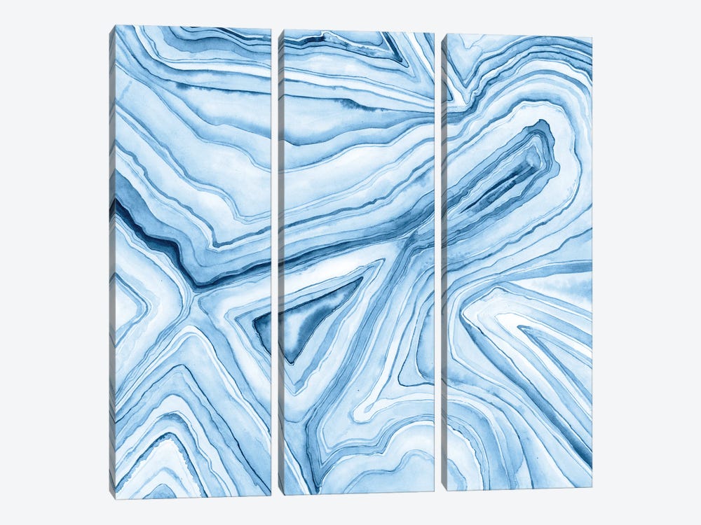 Indigo Agate Abstract I by Megan Meagher 3-piece Canvas Print