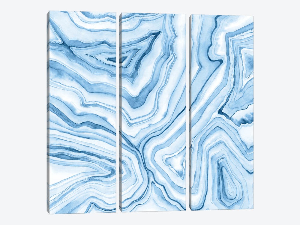 Indigo Agate Abstract II by Megan Meagher 3-piece Canvas Art