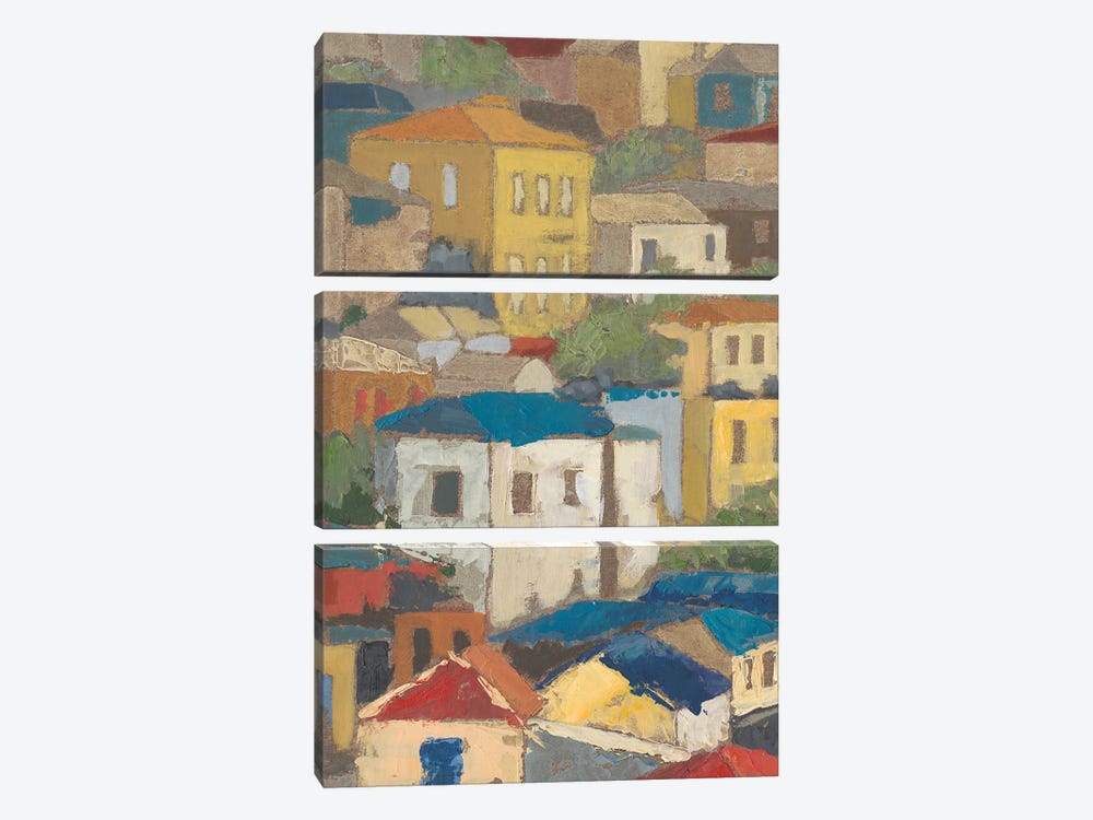 Primary Rooftops I by Megan Meagher 3-piece Canvas Art