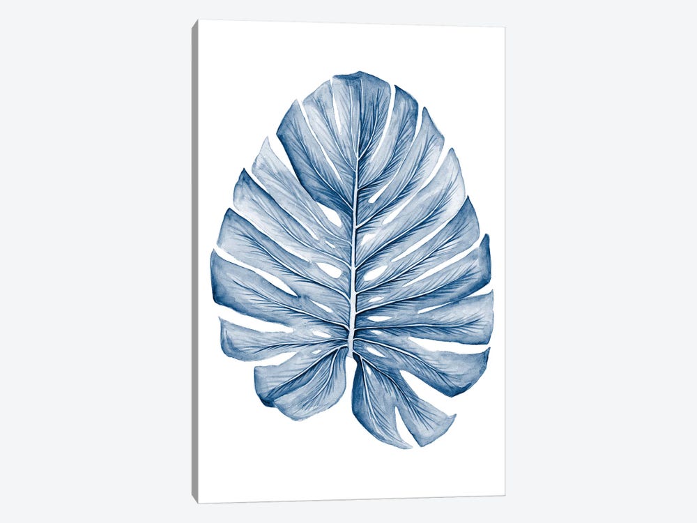 Indigo Tropical Leaves I by Megan Meagher 1-piece Canvas Print