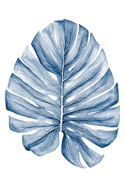 Megan Meagher: Indigo Tropical Leaves I by Megan Meagher