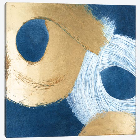 Blue & Gold Revolution II Canvas Print #MEA62} by Megan Meagher Canvas Art Print