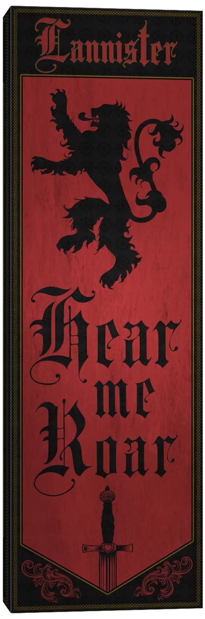 Banner of House Lannister Canvas Art Print - Animal Typography