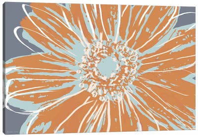 Flower Pop Sketch I-Blue and Orange Canvas Art Print