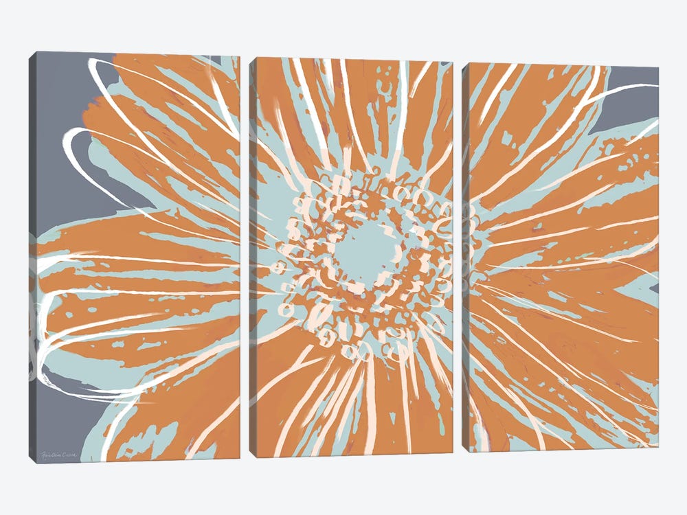 Flower Pop Sketch I-Blue and Orange by Marie Elaine Cusson 3-piece Art Print