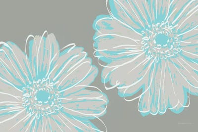 Flower Pop Sketch II-Blue and Taupe by Marie-Elaine Cusson canvas print