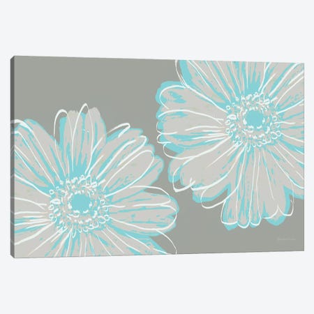 Flower Pop Sketch II-Blue and Taupe Canvas Print #MEC118} by Marie Elaine Cusson Canvas Print