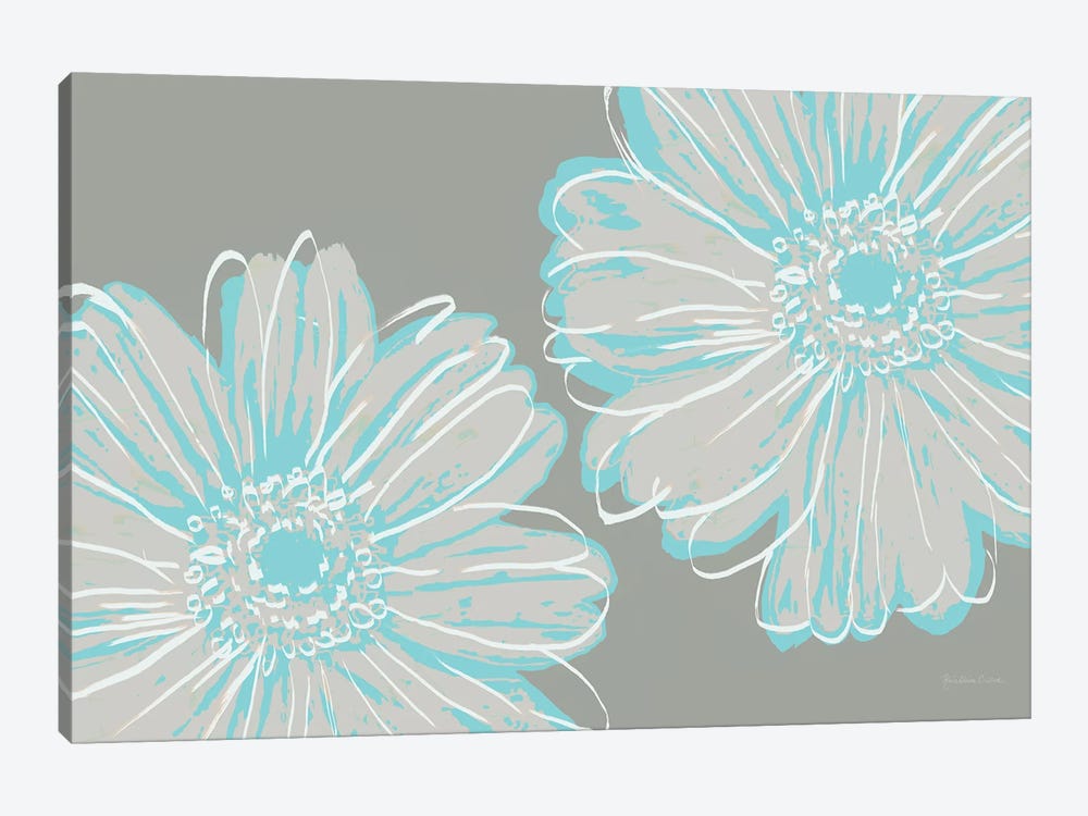 Flower Pop Sketch II-Blue and Taupe by Marie Elaine Cusson 1-piece Canvas Wall Art