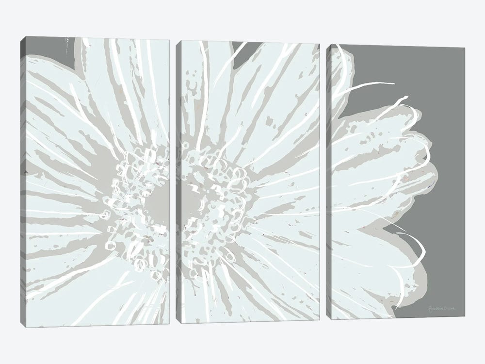 Flower Pop Sketch III-Greys by Marie Elaine Cusson 3-piece Canvas Art Print