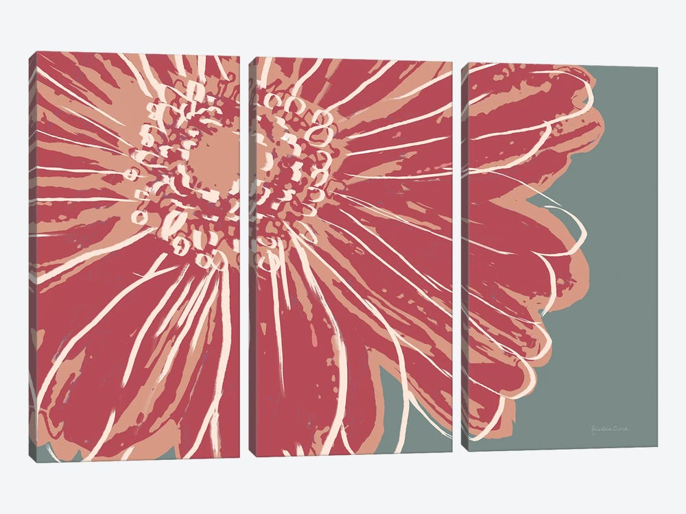 Flower Pop Sketch IV-Red by Marie Elaine Cusson 3-piece Canvas Art Print