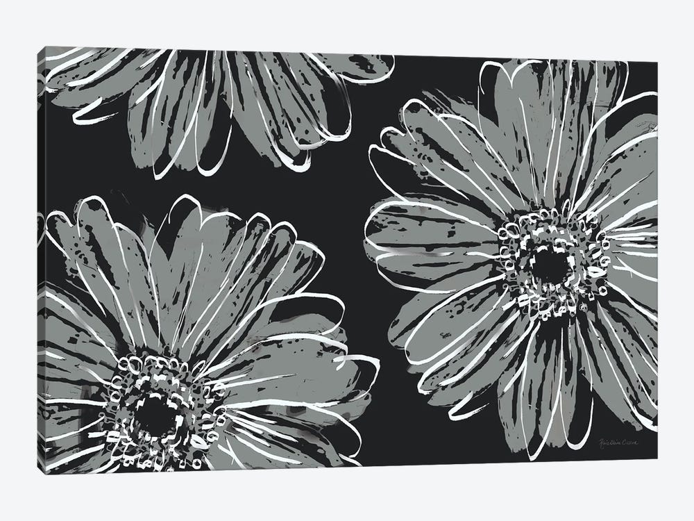 Flower Pop Sketch VII-Black BG by Marie Elaine Cusson 1-piece Canvas Print