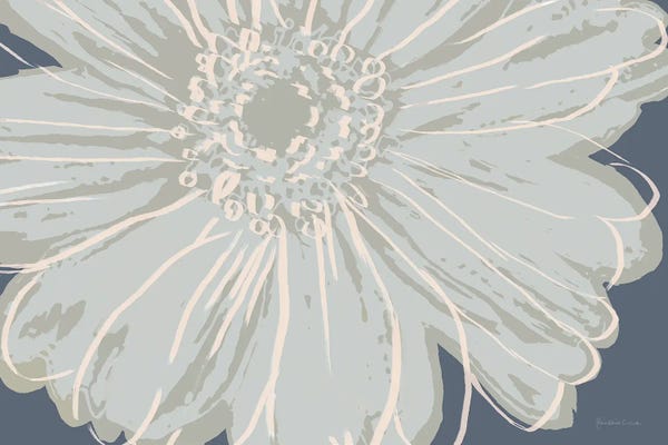 Marie-Elaine Cusson: Flower Pop Sketch VIII-Blue BG by Marie-Elaine Cusson
