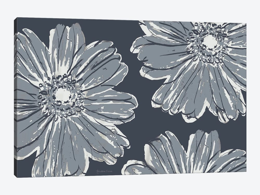 Flower Pop Sketch V-Shades of Grey by Marie Elaine Cusson 1-piece Canvas Print