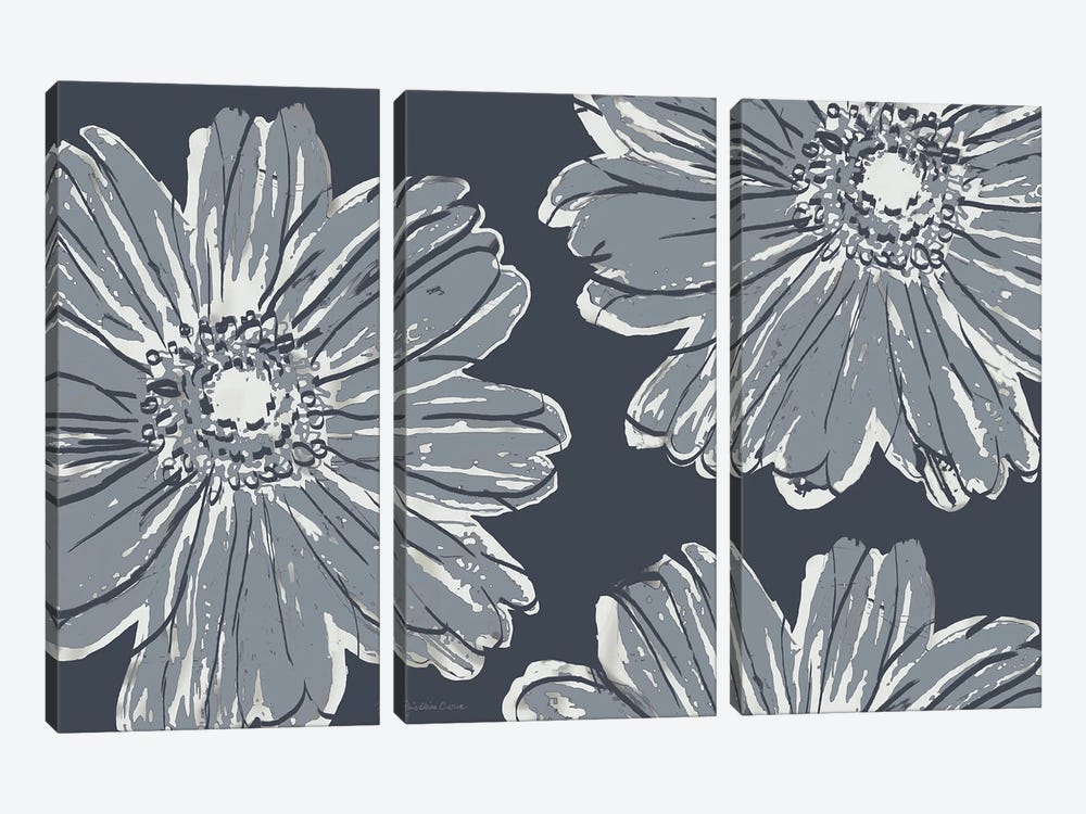 Flower Pop Sketch V-Shades of Grey by Marie Elaine Cusson 3-piece Art Print