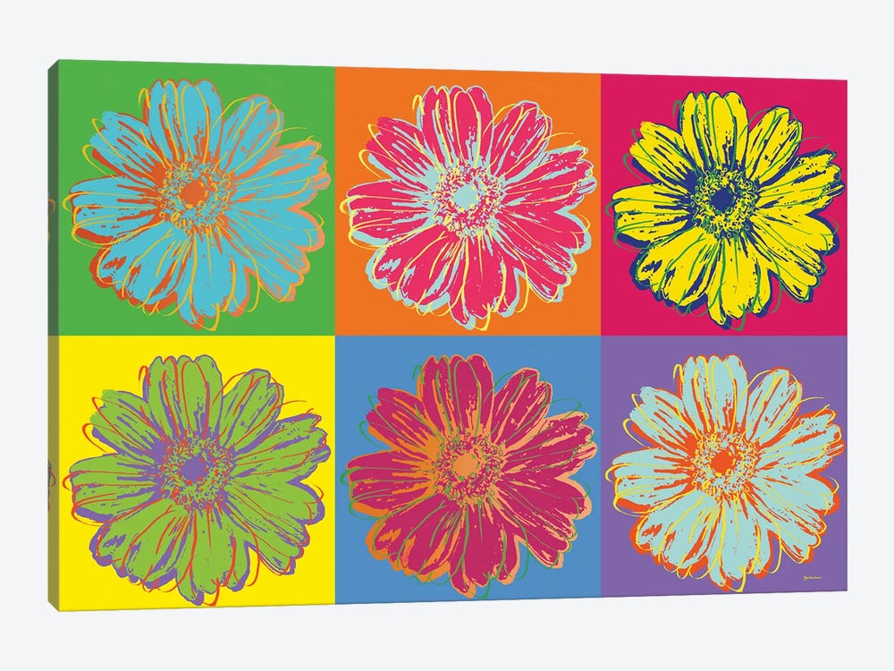 Flower Pop Art mosaic by Marie Elaine Cusson 1-piece Canvas Art Print
