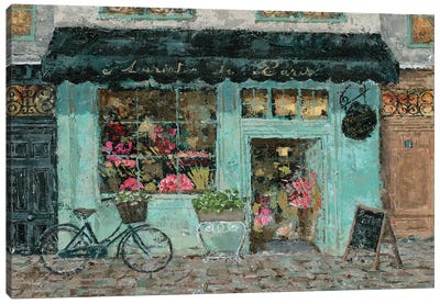 Parisian Flower Shop Canvas Art Print - Bicycle Art