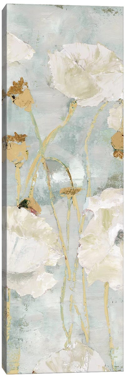 Poppies In The Wind Cream Panel I Canvas Art Print - Marie-Elaine Cusson