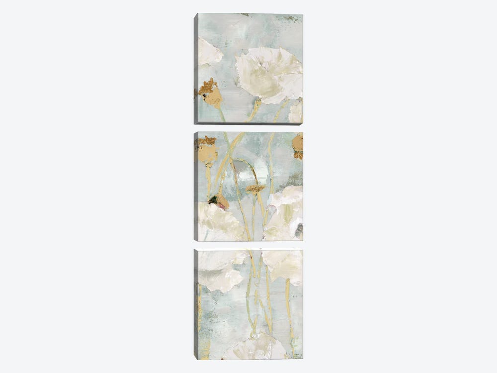 Poppies In The Wind Cream Panel I by Marie Elaine Cusson 3-piece Canvas Art Print