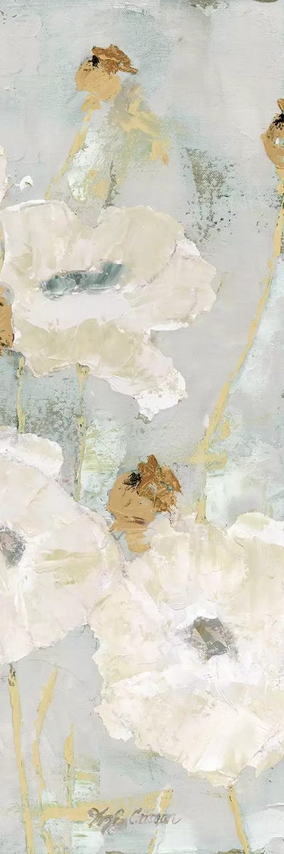 Poppies In The Wind Cream Panel II by Marie-Elaine Cusson canvas print