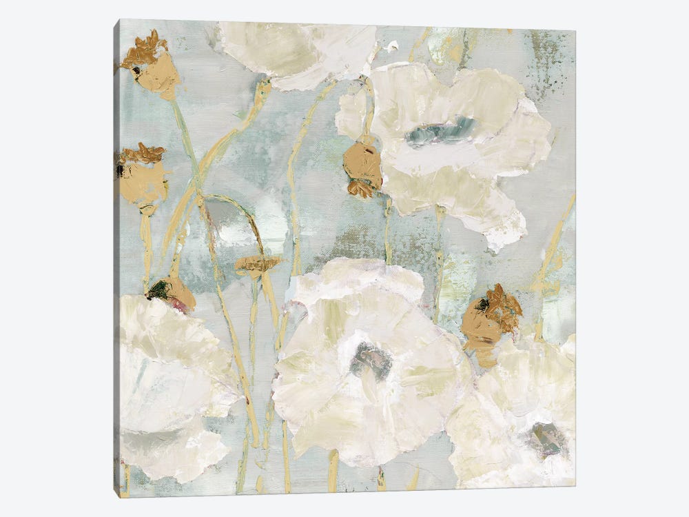 Poppies In The Wind Cream square by Marie Elaine Cusson 1-piece Canvas Print