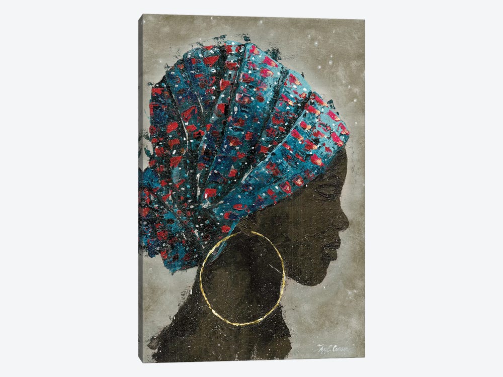 Profile Of A Woman I (gold hoop) by Marie Elaine Cusson 1-piece Canvas Art