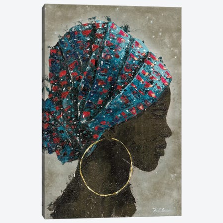 Profile Of A Woman I (gold hoop) Canvas Print #MEC27} by Marie Elaine Cusson Canvas Wall Art