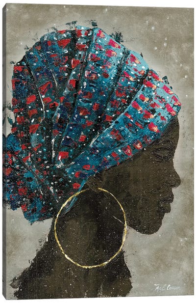 Profile Of A Woman I (gold hoop) Canvas Art Print - Marie-Elaine Cusson