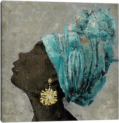 Profile Of A Woman II (gold earring) Canvas Art Print - Marie-Elaine Cusson