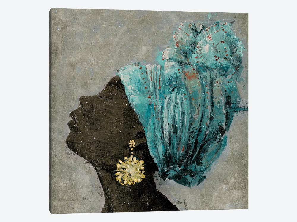 Profile Of A Woman II (gold earring) by Marie Elaine Cusson 1-piece Canvas Print