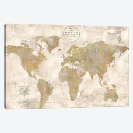 Rustic World Map Cream No Words Canvas Print #MEC42} by Marie Elaine Cusson Canvas Print