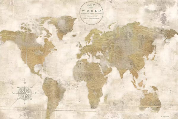 Marie-Elaine Cusson: Rustic World Map Cream No Words by Marie-Elaine Cusson