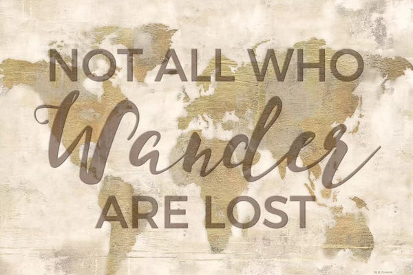 Vintage & Retro: Rustic World Map Cream-Wander by Marie-Elaine Cusson