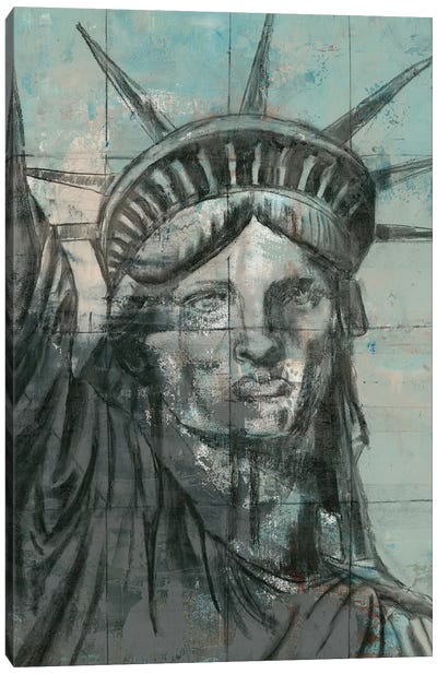 Statue Of Liberty Charcoal Canvas Art Print - Sculpture & Statue Art