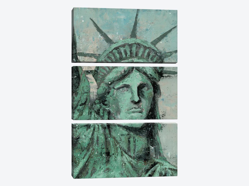 Statue Of Liberty Portrait by Marie Elaine Cusson 3-piece Canvas Art Print