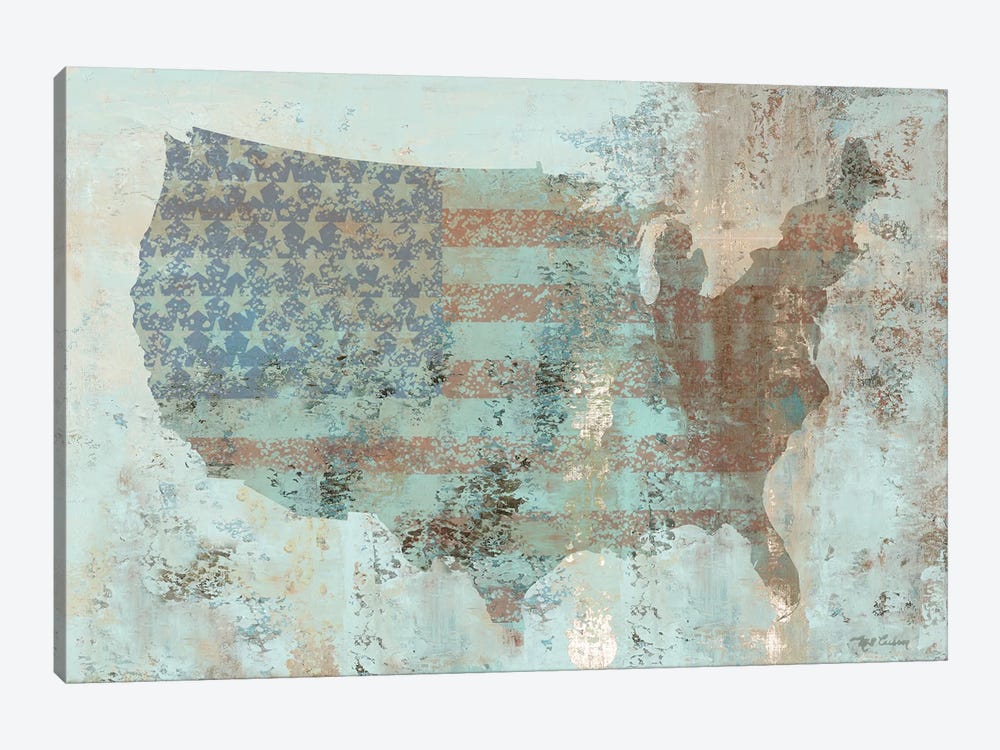 Vintage USA Map by Marie Elaine Cusson 1-piece Canvas Art Print