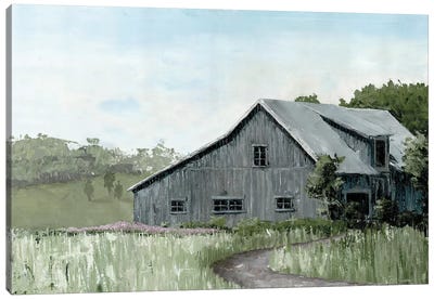 Flower Field Barn Canvas Art Print - Modern Farmhouse Décor