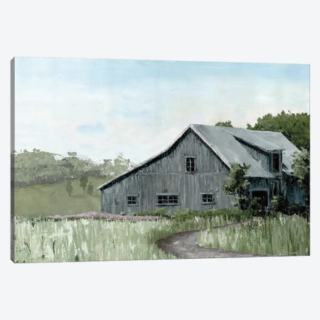 Flower Field Barn Canvas Print #MEC58} by Marie Elaine Cusson Canvas Artwork