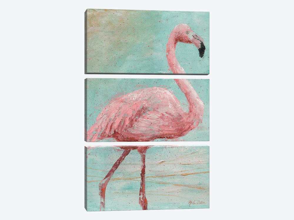 Pink Flamingo I by Marie Elaine Cusson 3-piece Canvas Artwork