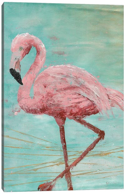 Pink Flamingo II Canvas Art Print - Flamingo Art