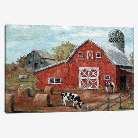 Red Country Barn Canvas Print #MEC65} by Marie Elaine Cusson Canvas Artwork