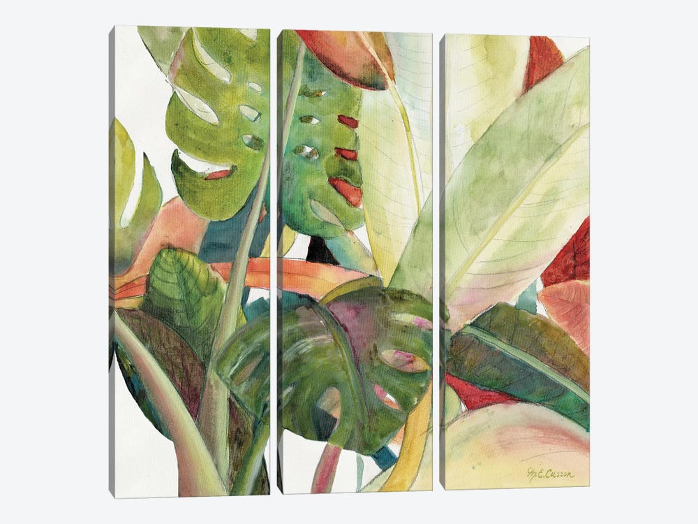 Tropical Lush Garden square I by Marie Elaine Cusson 3-piece Canvas Artwork
