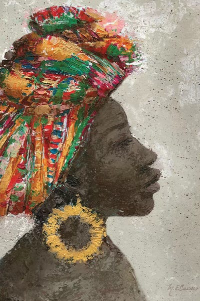 Portrait of a Woman I (gold hoop) by Marie-Elaine Cusson art print