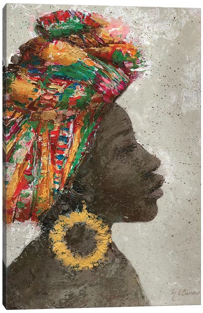 Portrait of a Woman I (gold hoop) Canvas Art Print - African Heritage Art