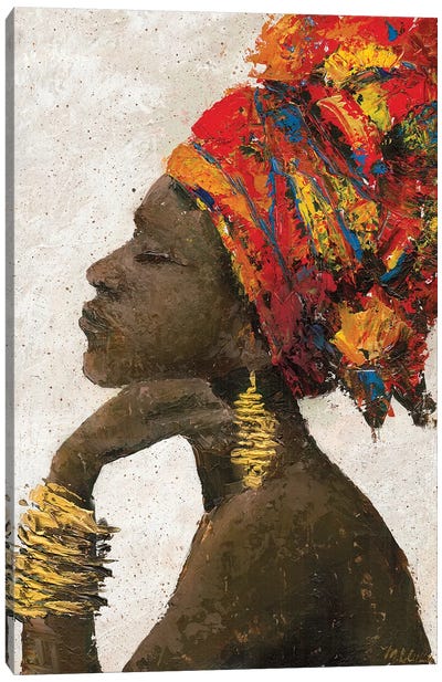 Portrait of a Woman II (gold bracelets) Canvas Art Print - African Heritage Art
