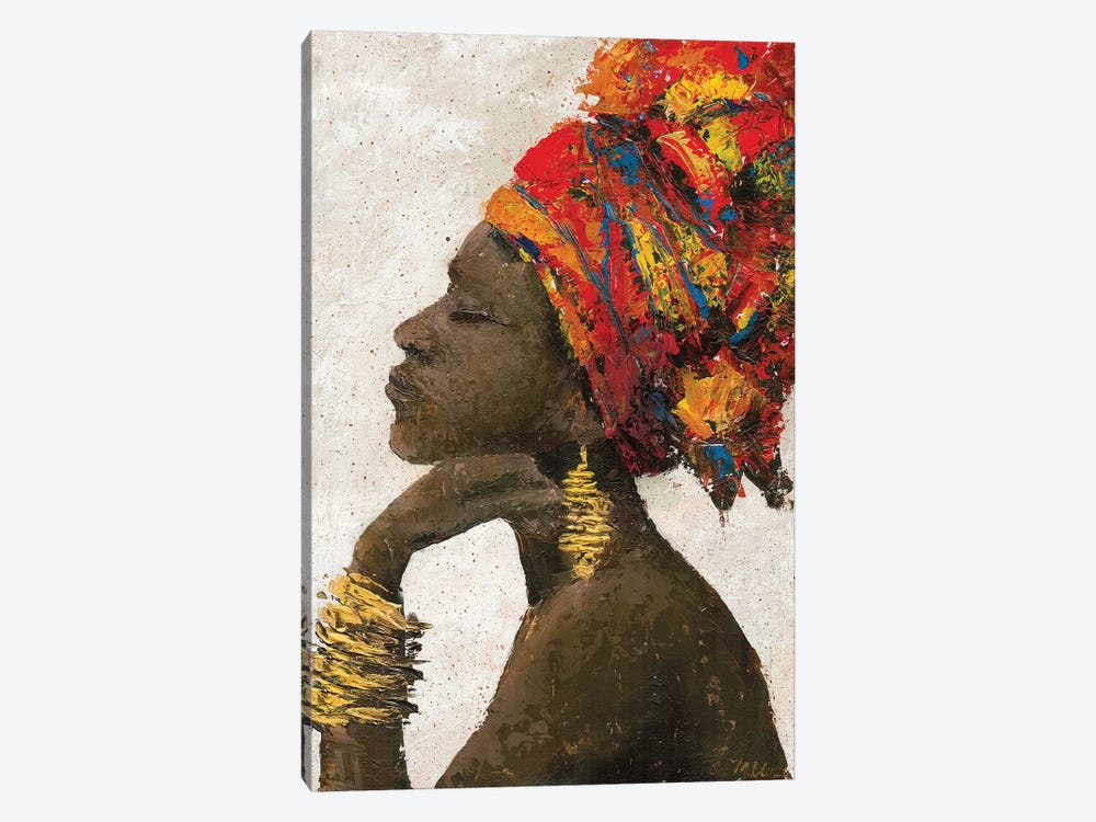Portrait of a Woman II (gold bracelets) by Marie Elaine Cusson 1-piece Canvas Art Print