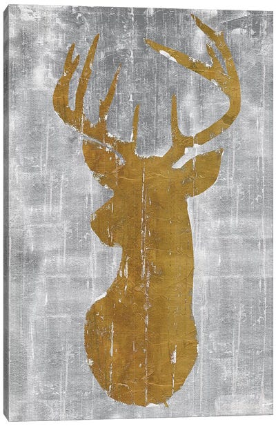 Rustic Lodge Animals Deer Head on Grey Canvas Art Print - Marie-Elaine Cusson