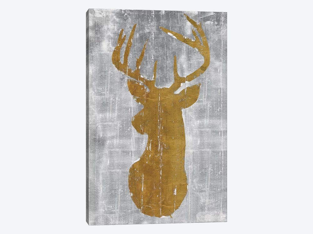 Rustic Lodge Animals Deer Head on Grey by Marie Elaine Cusson 1-piece Canvas Art Print