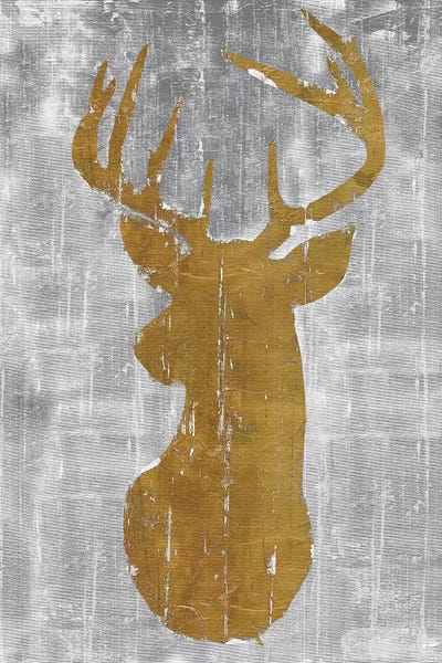Marie-Elaine Cusson: Rustic Lodge Animals Deer Head on Grey by Marie-Elaine Cusson