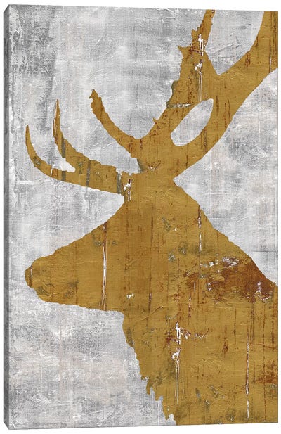 Rustic Lodge Animals Deer on Grey Canvas Art Print - Marie-Elaine Cusson